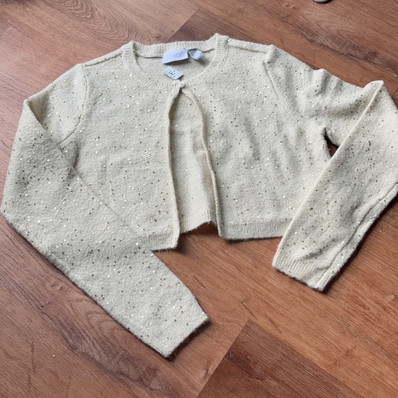 The Children's Place Other - Children's Place Girls Sequin Cream Cardigan